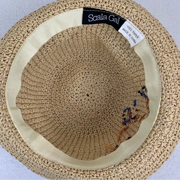 Scala Girl‎ Paper Straw Hat Butterflies One Size - Picture 4 of 6